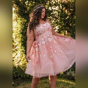 NWT JessaKae Elowen Peach Multicolor Sequin Dress